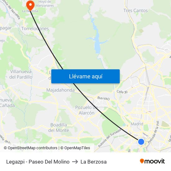 Legazpi - Paseo Del Molino to La Berzosa map