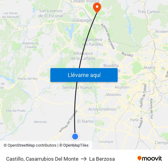 Castillo, Casarrubios Del Monte to La Berzosa map