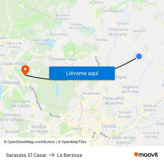 Sarasate, El Casar to La Berzosa map