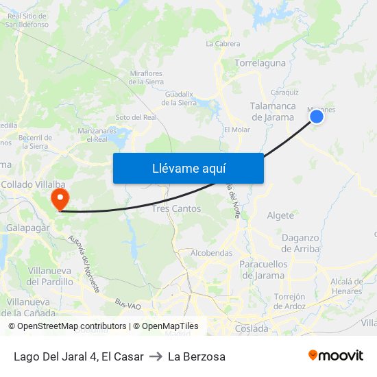 Lago Del Jaral 4, El Casar to La Berzosa map