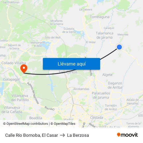 Calle Río Bornoba, El Casar to La Berzosa map