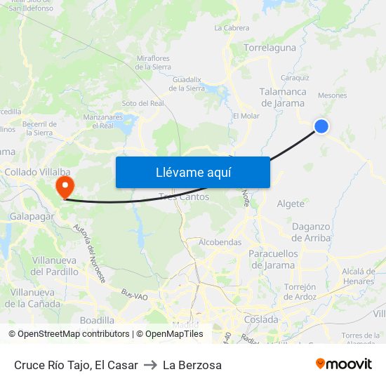 Cruce Río Tajo, El Casar to La Berzosa map