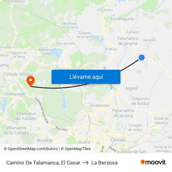 Camino De Talamanca, El Casar to La Berzosa map