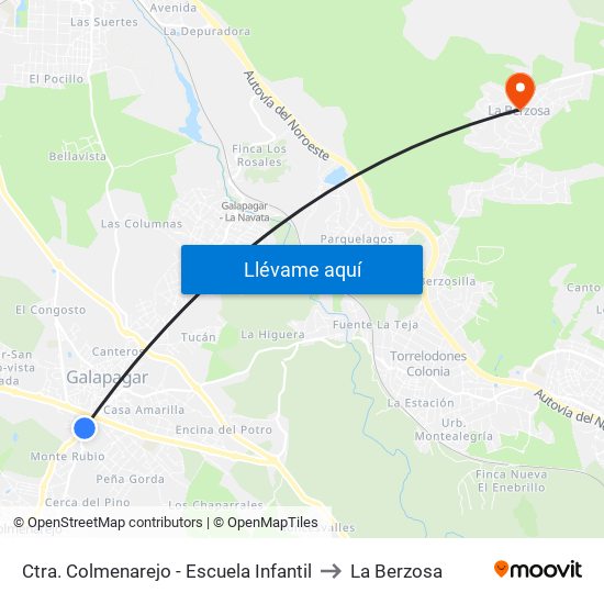 Ctra. Colmenarejo - Escuela Infantil to La Berzosa map