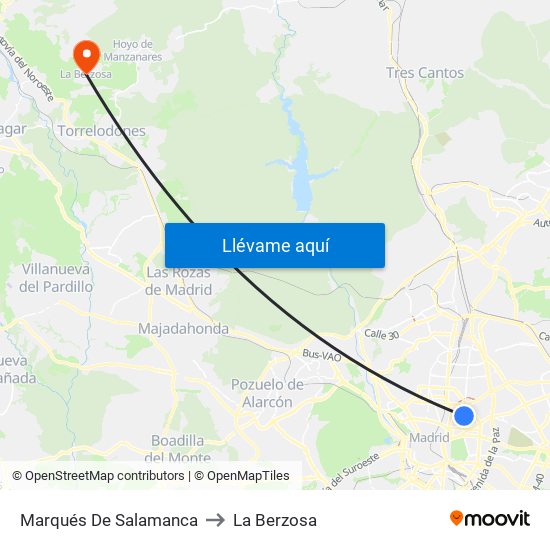 Marqués De Salamanca to La Berzosa map