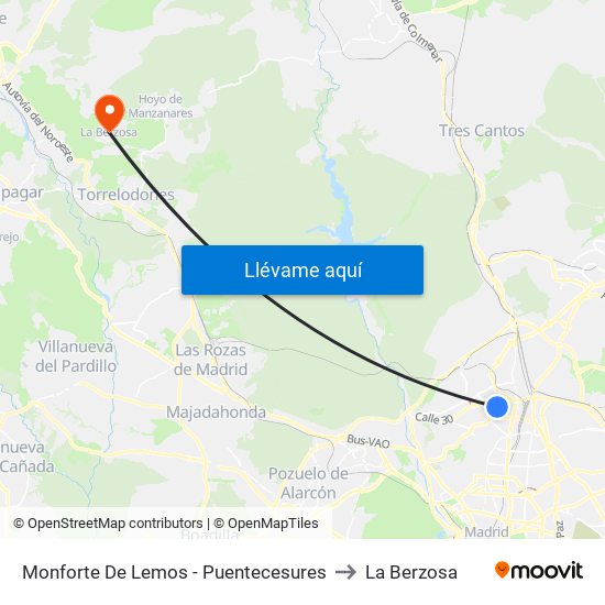 Monforte De Lemos - Puentecesures to La Berzosa map