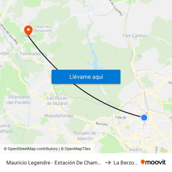 Mauricio Legendre - Estación De Chamartín to La Berzosa map