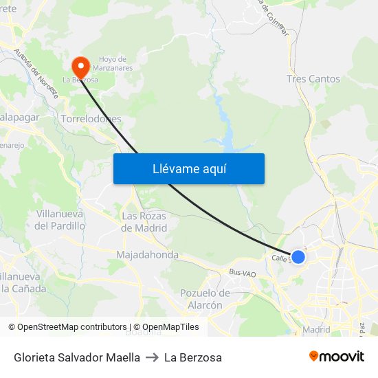 Glorieta Salvador Maella to La Berzosa map