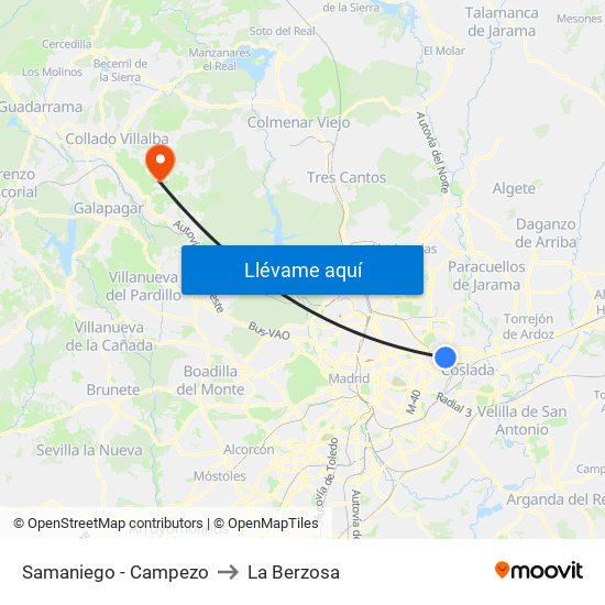 Samaniego - Campezo to La Berzosa map