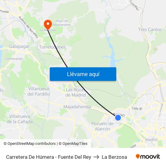 Carretera De Húmera - Fuente Del Rey to La Berzosa map
