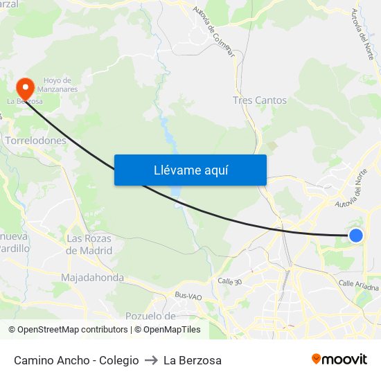 Camino Ancho - Colegio to La Berzosa map