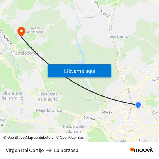 Virgen Del Cortijo to La Berzosa map