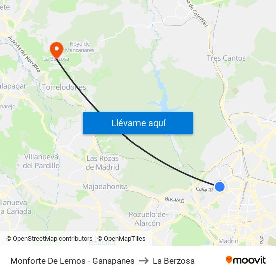 Monforte De Lemos - Ganapanes to La Berzosa map