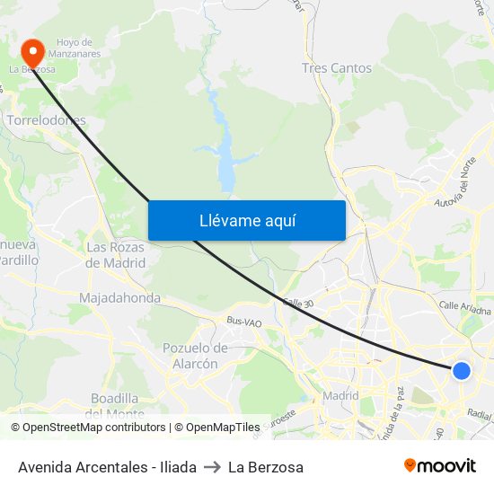Avenida Arcentales - Iliada to La Berzosa map