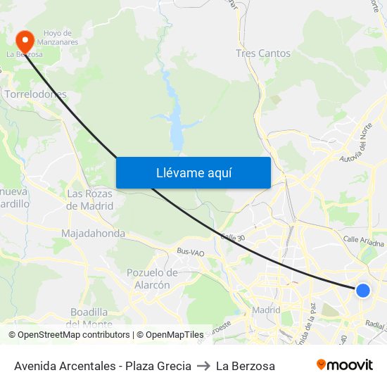 Avenida Arcentales - Plaza Grecia to La Berzosa map