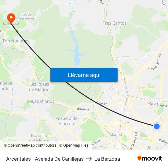 Arcentales - Avenida De Canillejas to La Berzosa map