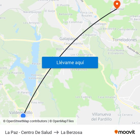 La Paz - Centro De Salud to La Berzosa map