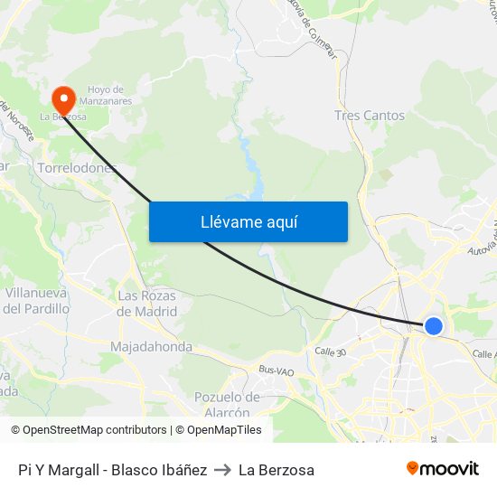 Pi Y Margall - Blasco Ibáñez to La Berzosa map