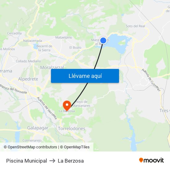 Piscina Municipal to La Berzosa map