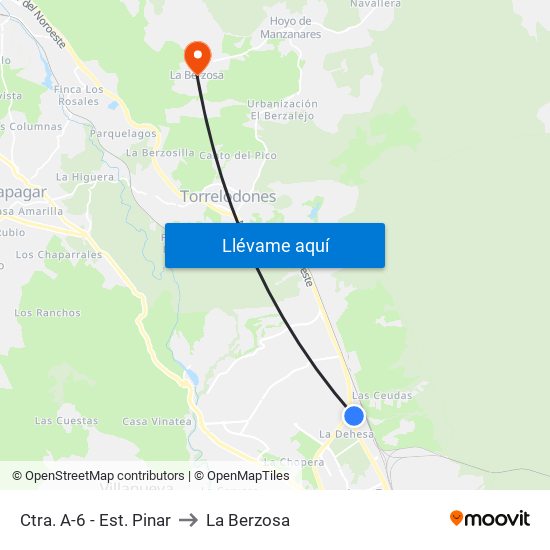 Ctra. A-6 - Est. Pinar to La Berzosa map