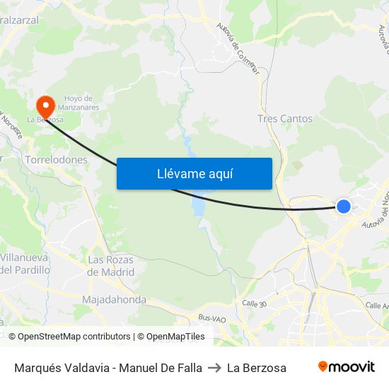 Marqués Valdavia - Manuel De Falla to La Berzosa map