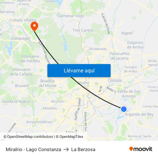 Miralrio - Lago Constanza to La Berzosa map