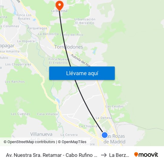Av. Nuestra Sra. Retamar - Cabo Rufino Lázaro to La Berzosa map