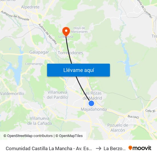 Comunidad Castilla La Mancha - Av. España to La Berzosa map