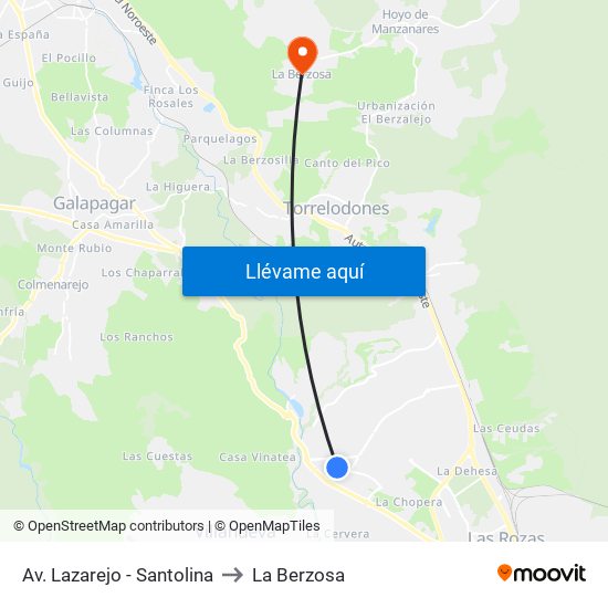 Av. Lazarejo - Santolina to La Berzosa map