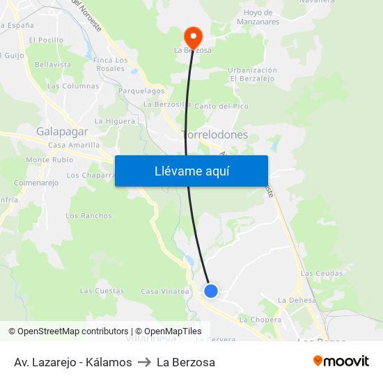 Av. Lazarejo - Kálamos to La Berzosa map