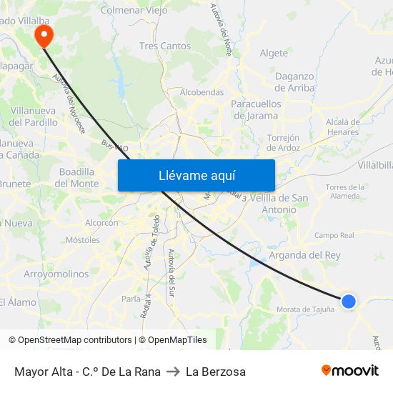 Mayor Alta - C.º De La Rana to La Berzosa map