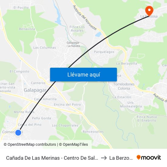 Cañada De Las Merinas - Centro De Salud to La Berzosa map