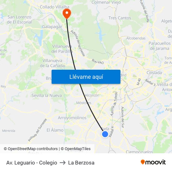 Av. Leguario - Colegio to La Berzosa map