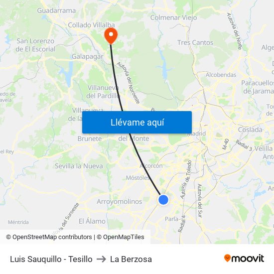 Luis Sauquillo - Tesillo to La Berzosa map