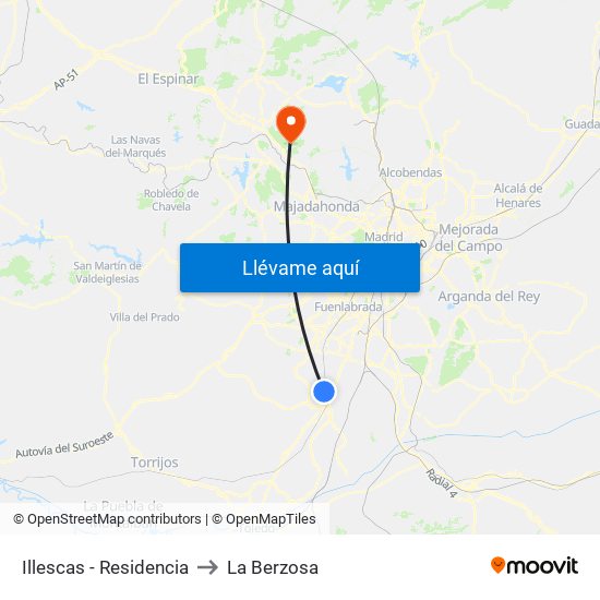 Illescas - Residencia to La Berzosa map
