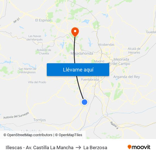 Illescas - Av. Castilla La Mancha to La Berzosa map