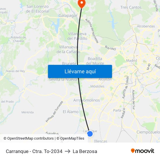 Carranque - Ctra. To-2034 to La Berzosa map