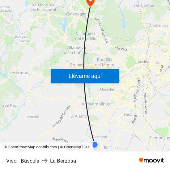 Viso - Báscula to La Berzosa map