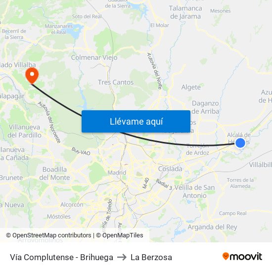 Vía Complutense - Brihuega to La Berzosa map