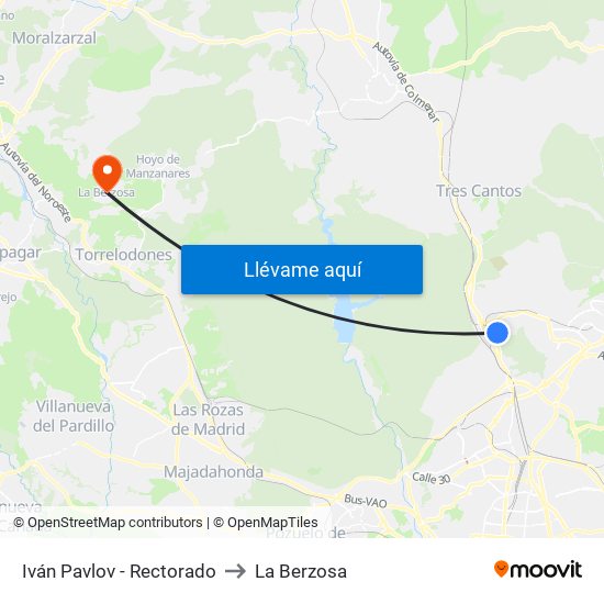 Iván Pavlov - Rectorado to La Berzosa map