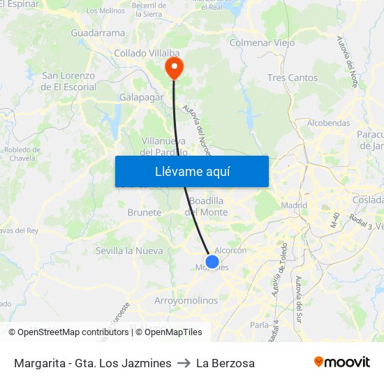 Margarita - Gta. Los Jazmines to La Berzosa map