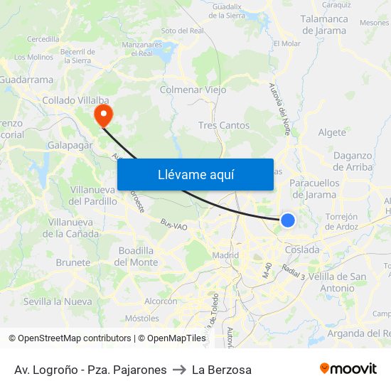 Av. Logroño - Pza. Pajarones to La Berzosa map