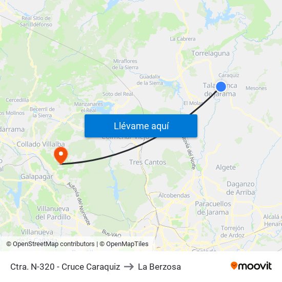 Ctra. N-320 - Cruce Caraquiz to La Berzosa map