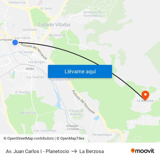 Av. Juan Carlos I - Planetocio to La Berzosa map