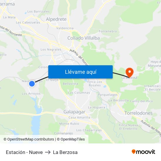 Estación - Nueve to La Berzosa map