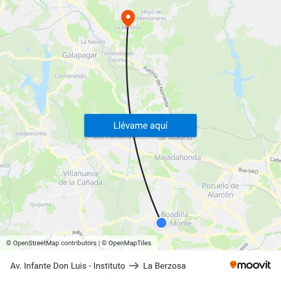 Av. Infante Don Luis - Instituto to La Berzosa map