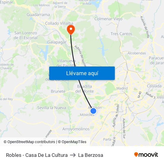 Robles - Casa De La Cultura to La Berzosa map