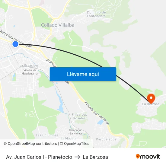 Av. Juan Carlos I - Planetocio to La Berzosa map