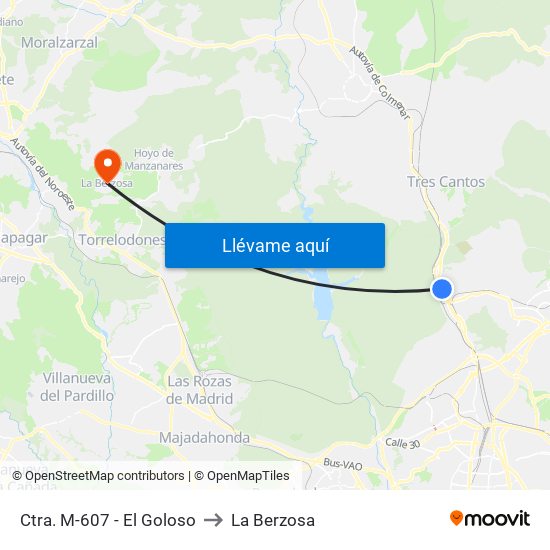 Ctra. M-607 - El Goloso to La Berzosa map