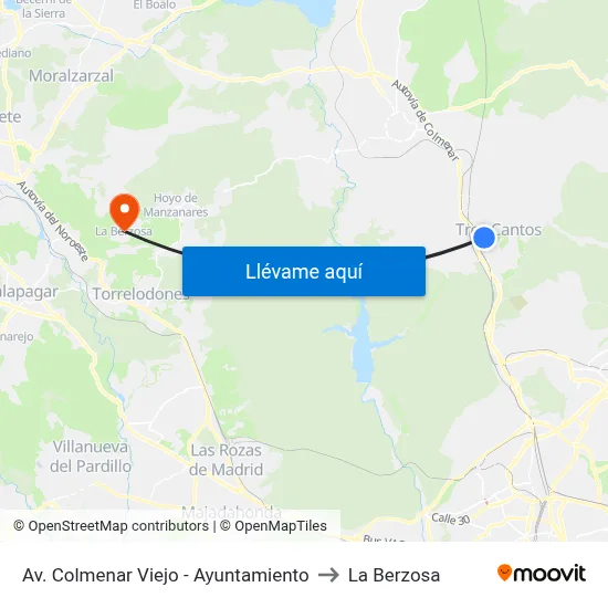 Av. Colmenar Viejo - Ayuntamiento to La Berzosa map